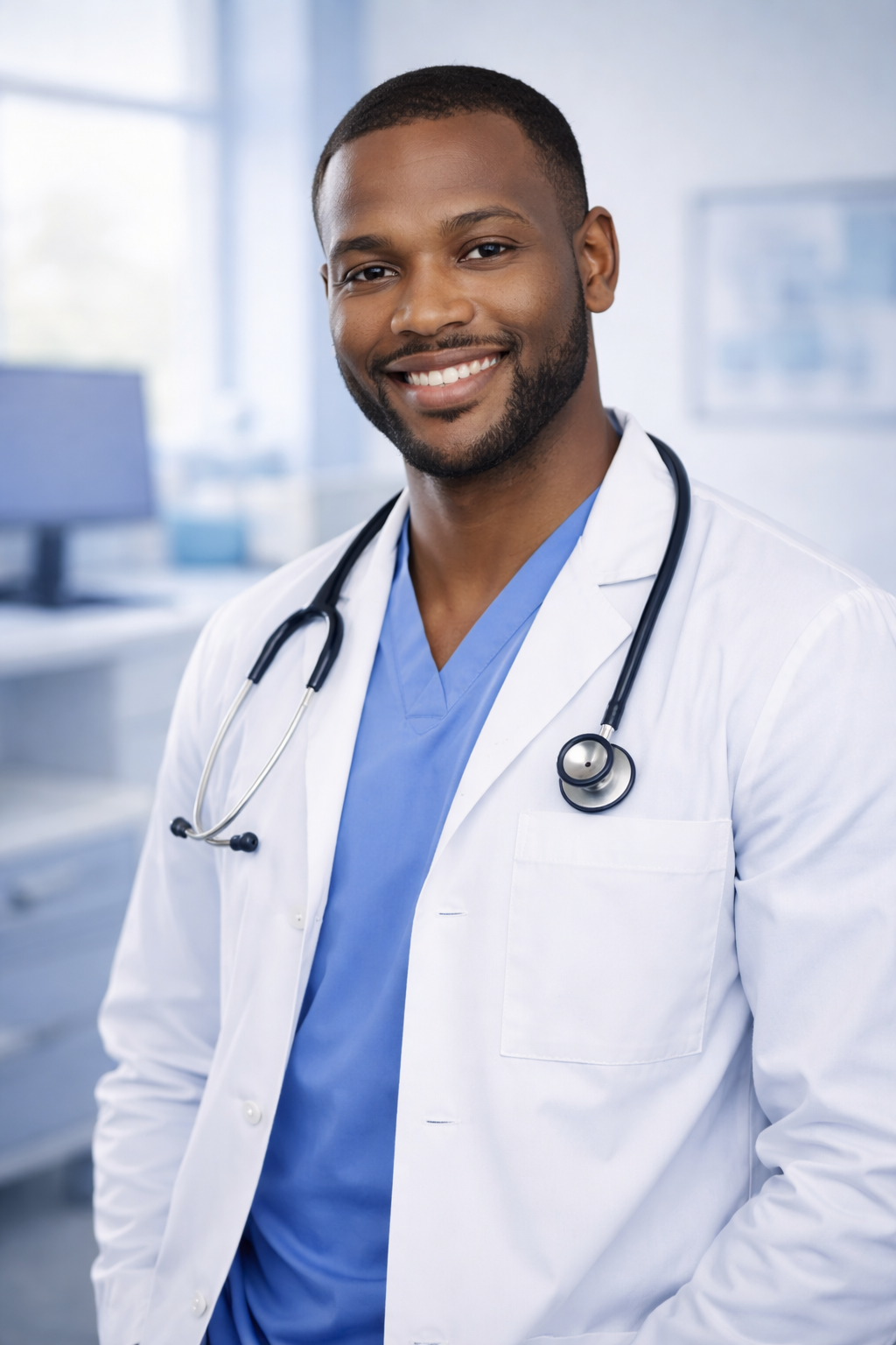 Male doctor smiling